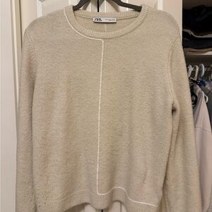 Zara Beige Crew Neck Sweater